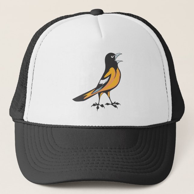 Baltimore Oriole Bird Trucker Hat (Front)