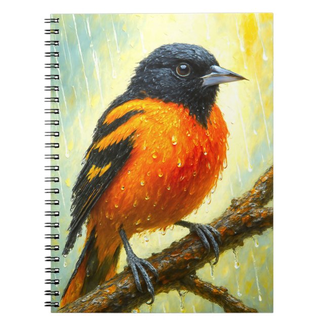 Baltimore Oriole Notebook | Rainy Bird Art Journal (Front)