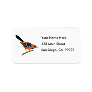 Baltimore Oriole on a Twig Label