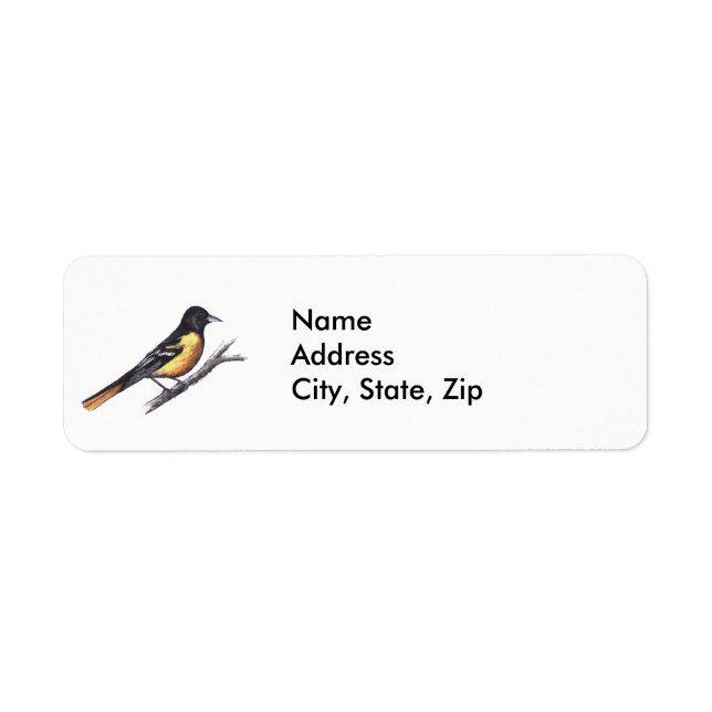 Baltimore Oriole Return Address Label (Front)