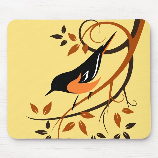 Baltimore Oriole Stylised Bird Design Mouse Pad (Front)