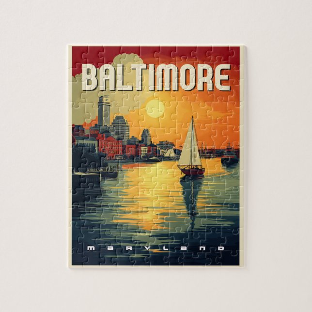 Baltimore Retro Travel  Jigsaw Puzzle (Vertical)