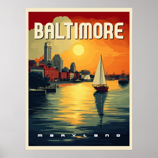 Baltimore Retro Travel  Poster (Front)