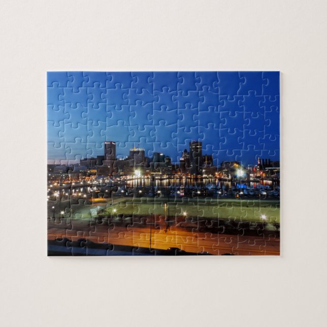 Baltimore Skyline at Dusk Jigsaw Puzzle (Horizontal)