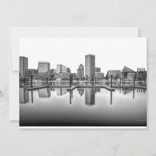 Baltimore Skyline - Black and White Invitation
