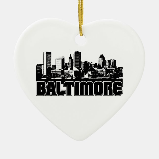 Baltimore Skyline Ceramic Ornament (Front)