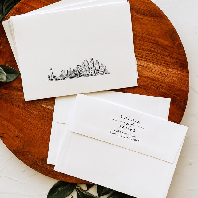 Baltimore Skyline Cityscape Wedding Envelope (Creator Uploaded)