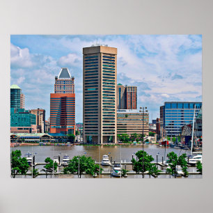 Baltimore Skyline from Federal Hill, Inner Harbour Poster