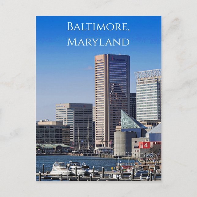 Baltimore Skyline from Pier 4, Inner Harbour, Postcard (Front)
