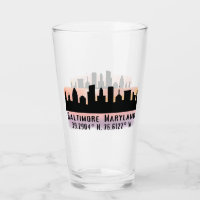 Baltimore Skyline Latitude and Longitude Pint