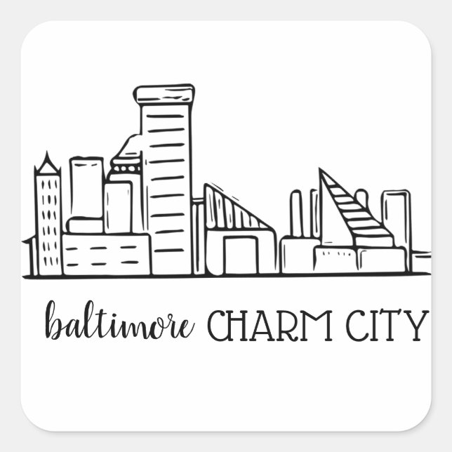 Baltimore Skyline Square Sticker (Front)