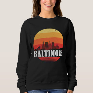 Baltimore Skyline Sunset in Retro Vintage Style Sweatshirt