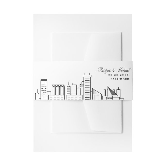 Baltimore Skyline Wedding |  Invitation Belly Band (Front Example)