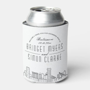 Baltimore Stylised Skyline   Wedding Can Cooler
