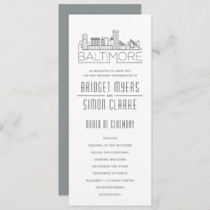 Baltimore Stylised Skyline   Wedding Program
