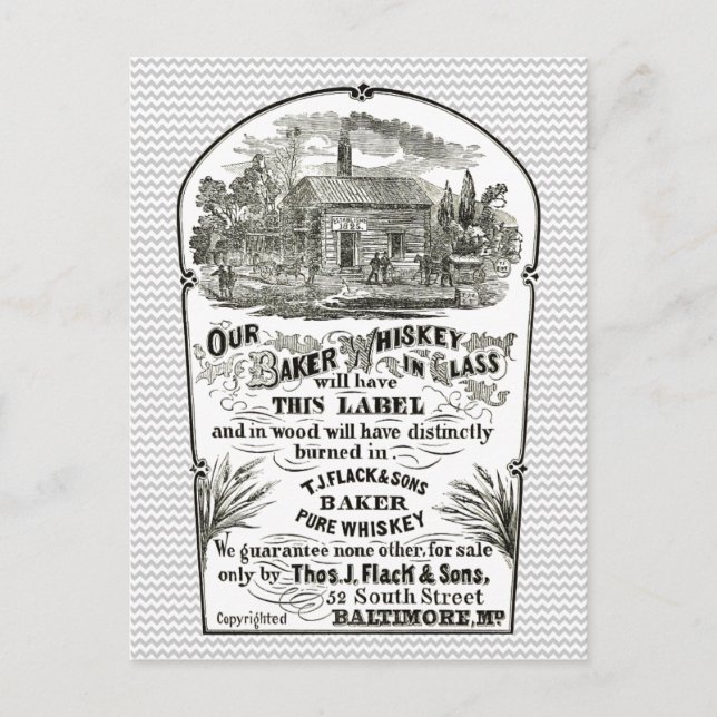 Baltimore Whiskey Vintage 1867 Postcard (Front)