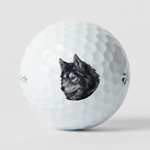 Balto Dog Illustration Golf Balls