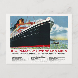 Bałtycko-Amerykańska Linia Poland Vintage Poster Postcard
