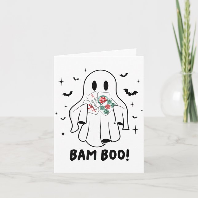 Bam Boo Halloween Ghost Mahjong Funny Costume Game Card (Front)