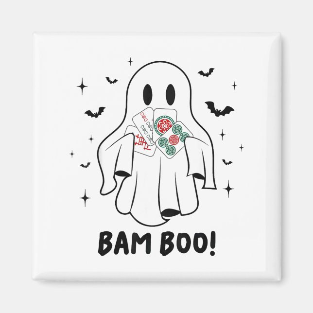 Bam Boo Halloween Ghost Mahjong Funny Costume Game Magnet (Front)