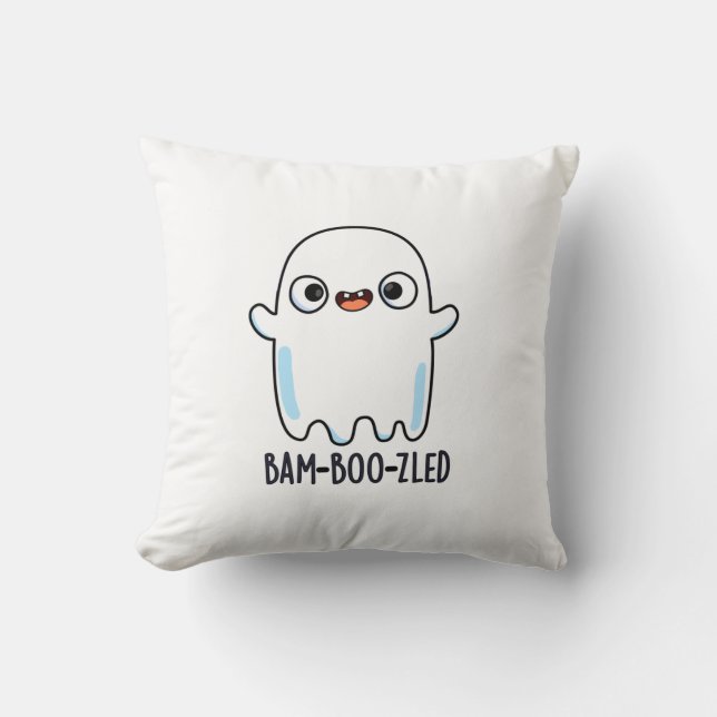 Bam-boo-zled Funny Halloween Confused Ghost Pun  Cushion (Front)