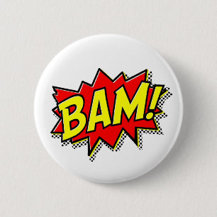 BAM COMICBOOK SOUNDS ACTIONS LOUD COMICS CARTOONS 6 CM ROUND BADGE