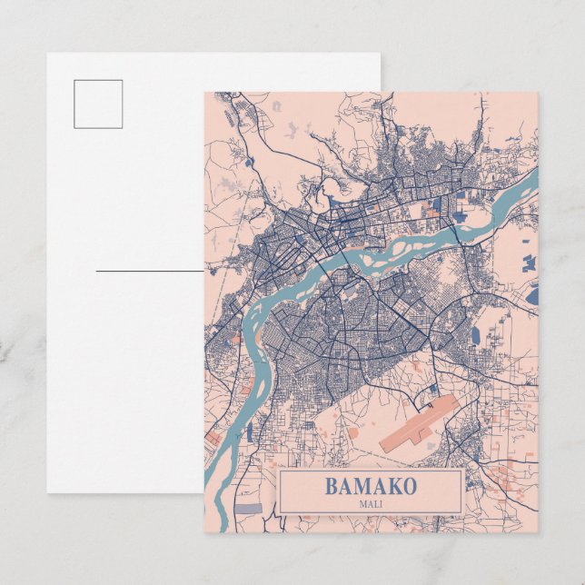 Bamako Mali Breezy City Map Travel Postcard (Front/Back)
