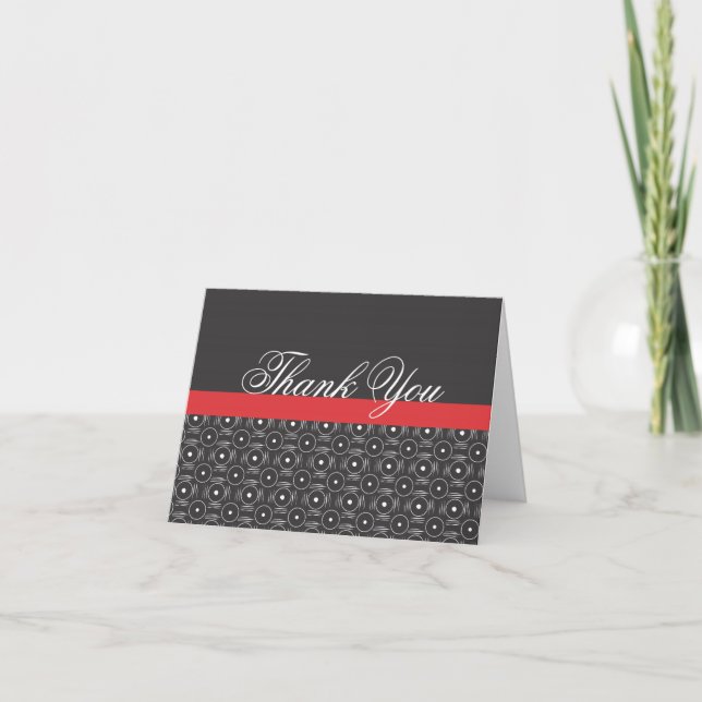 Bambara Black White Red Thank You Notes Cards (Front)