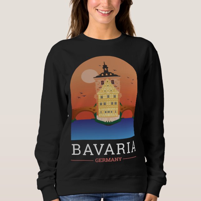 Bamberg Bayern Germany City Skyline Silhouette Out Sweatshirt (Front)