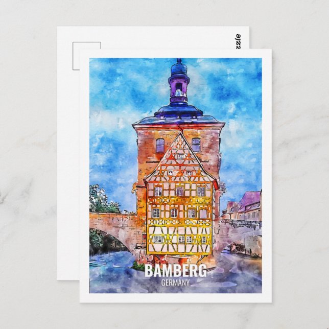 Bamberg Germany Travel Place Watercolor Postcard (Front/Back)
