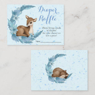 Bambi blue Flowers Dust Baby Shower Diaper Raffle Enclosure Card