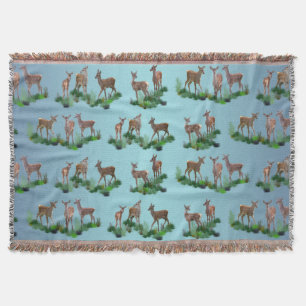 Bambi Meadow Throw Blanket (Sky Blue Mix)