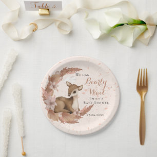 Bambi with Flowers Stars Cloud Baby Shower Paper Plate