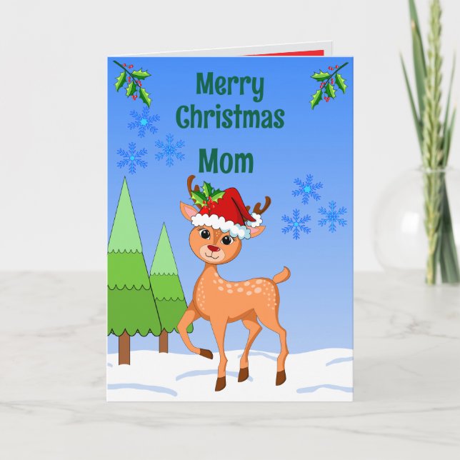 BambiDeer Christmas Folded Greeting Card (Front)