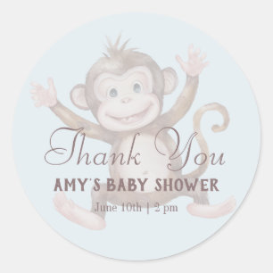 Bambino Boy Baby Shower Thank you Classic Round Sticker