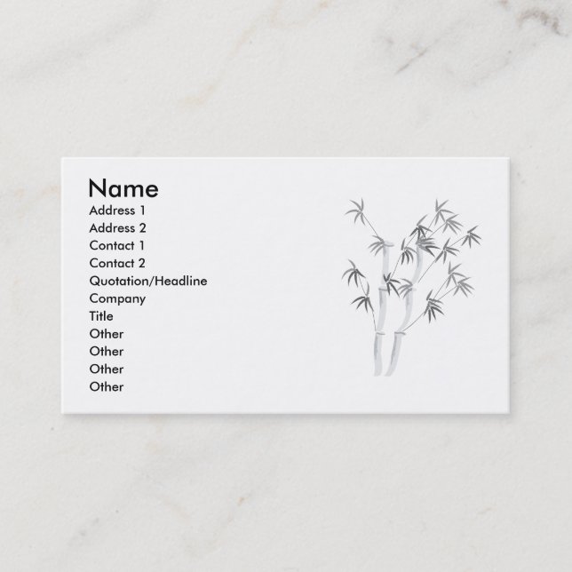Bamboo-2, Name, Address 1, Address 2, Contact 1... Business Card (Front)