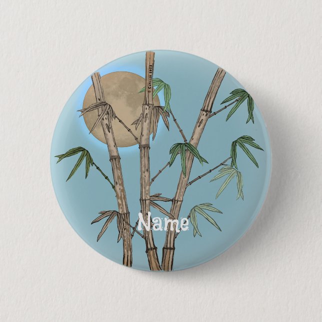 Bamboo  6 cm round badge (Front)