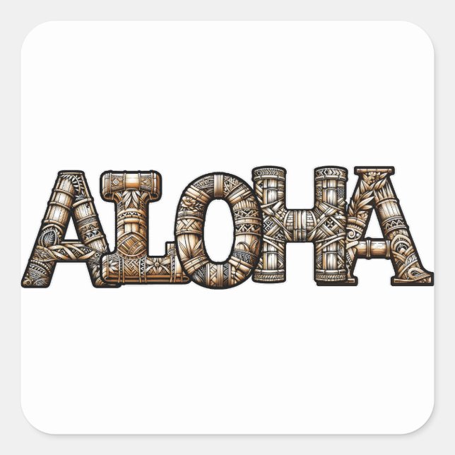 Bamboo Aloha Hawaiian Polynesian Luau Party Square Sticker (Front)