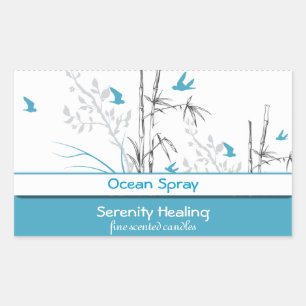 bamboo and blue birds candle label customisable 1b