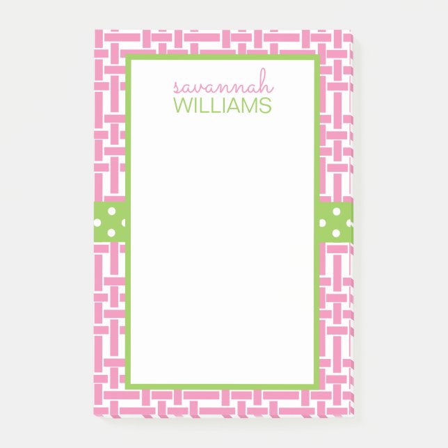 Bamboo and Grosgrain Personalised Post-it Notepad (Front)
