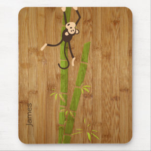 Bamboo and Monkey Funny Mousepad