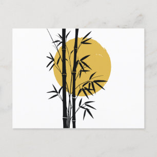 Bamboo and moon  holiday postcard