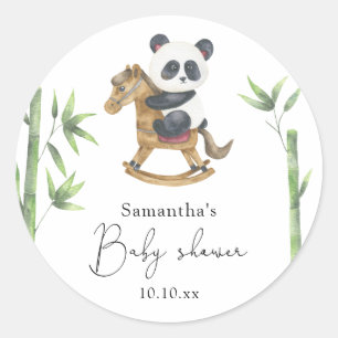 Bamboo and Panda Bear baby shower Classic Round Sticker
