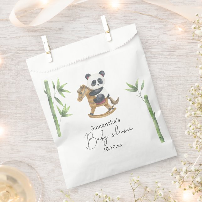 Bamboo and Panda Bear baby shower Favour Bag (Clipped)