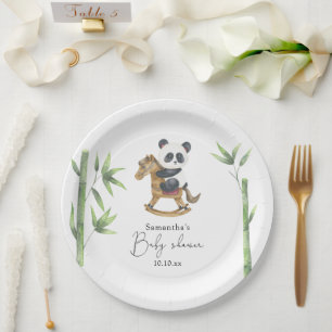 Bamboo and Panda Bear baby shower Paper Plate
