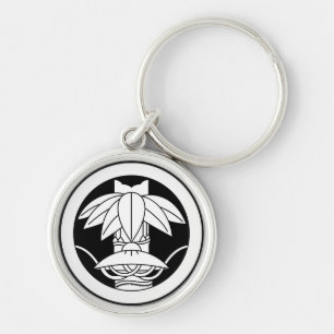 Bamboo and sedge hat in circle key ring