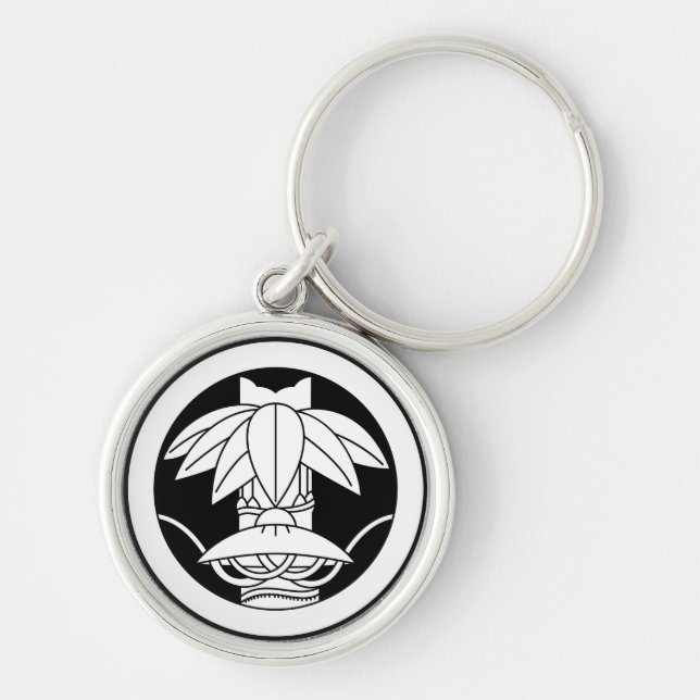 Bamboo and sedge hat in circle key ring (Front)