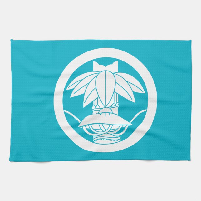 Bamboo and sedge hat in circle tea towel (Horizontal)