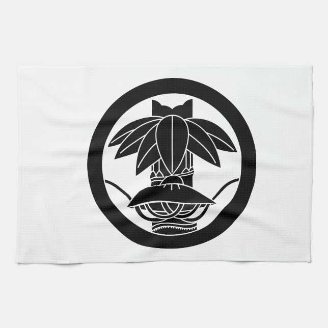 Bamboo and sedge hat in circle tea towel (Horizontal)