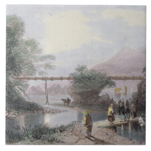Bamboo Aqueduct at Hong Kong, engraved by Henry Ad Ceramic Tile